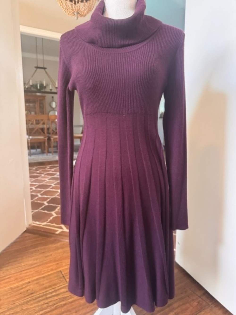 Plum cowl neck Calvin Klein sweater dress, size PS